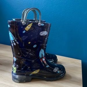 Space Dinosaur Rubber Rain Boots Kids with lights